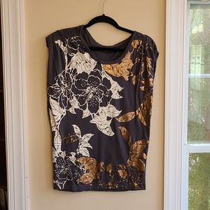 Calvin Klein Foil Print Cotton Cap Sleeve T-shirt